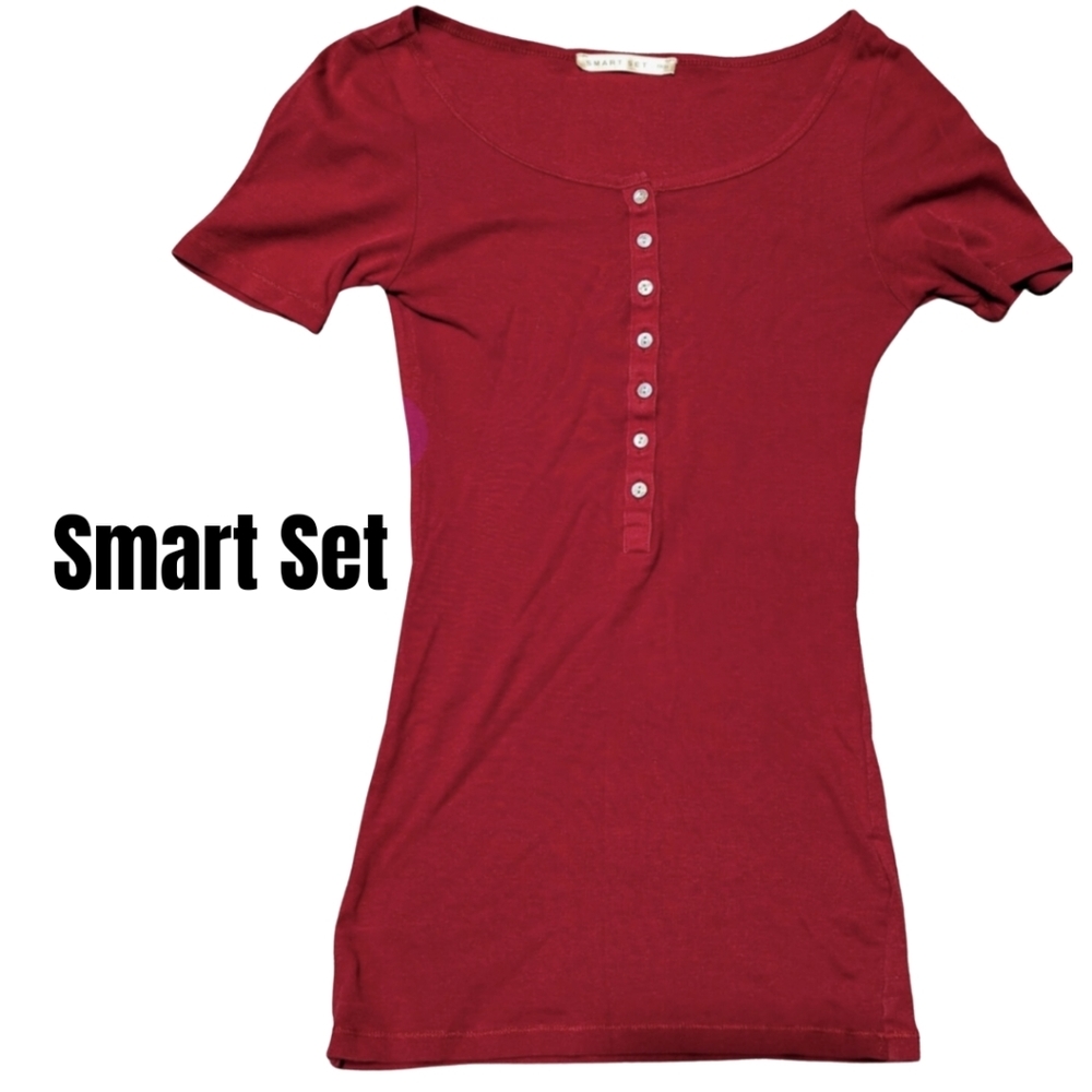 Smart Set ladies Xsmall T shirt, reddish colour, stretchy fabric, EUC